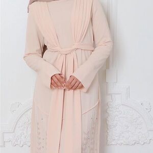 Lameera moda Modest Blush Pink Draped Maxi Dress